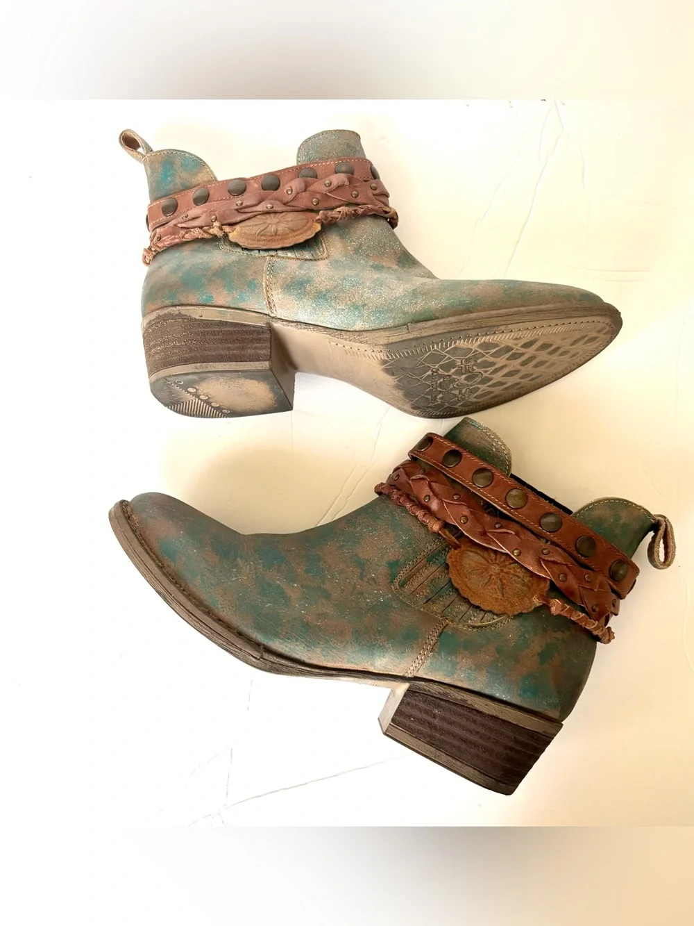 Corral Circle G Green Harness Studded boots 9.5 green cowboy western boho